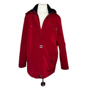 Braetan Coat Red Sz Med ZipUp  Jacket Black FauxFur removable‎ hoodie
